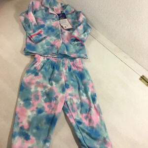 Mon Petit Toddler Girls Pajamas Set Pink n Blue Size 18 Months NWT